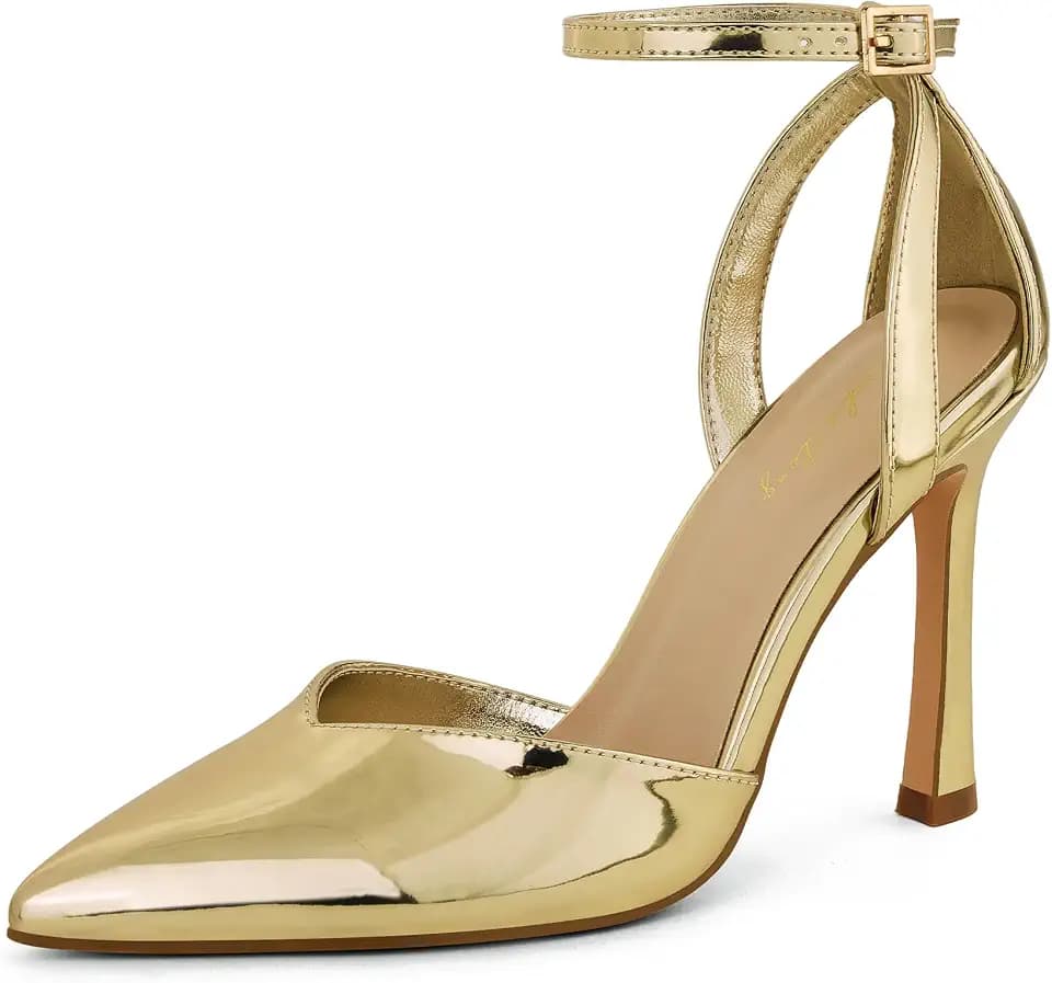 Elisabet Tang Women's High Heels Pointed Closed Toe Adjustable Strap Pumps
