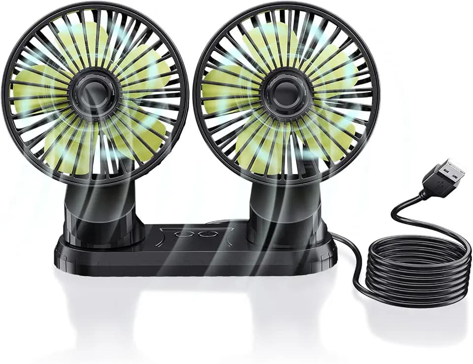 Ymenow Auto Ventilator, 5V USB Doppelventilator für Auto Van SUV RV Boot