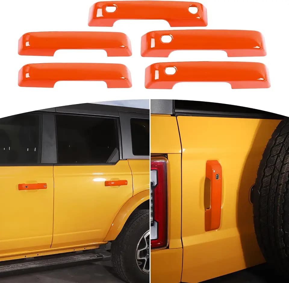 for Bronco Door Handle Cover Trim Fit for Ford Bronco 2021 up Orange Exterior Accessories 5pcs