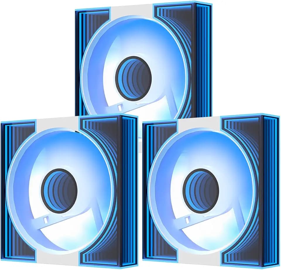 darkFlash DM8 3-Pack 120mm PC Case Fan, Infinity Mirror Case Fans, PWM ARGB Sync, 1600RPM High Airflow 56CFM, Low Noise 32.5dBA, Computer Case Cooler Fan (White, Forward)