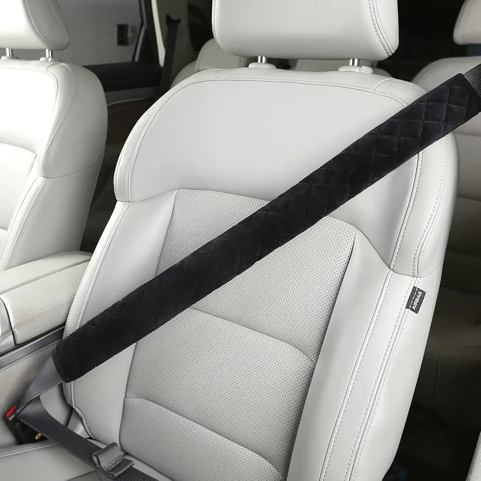 HighnessHwoo Extra Long Seatbelt Covers for Adults Kids Women & Men, Soft Car Seat Belt Strap Cushion for for truck & bus drivers only, Shoulder Neck Chest Protector Pads, 1pc, Black, 25.5in