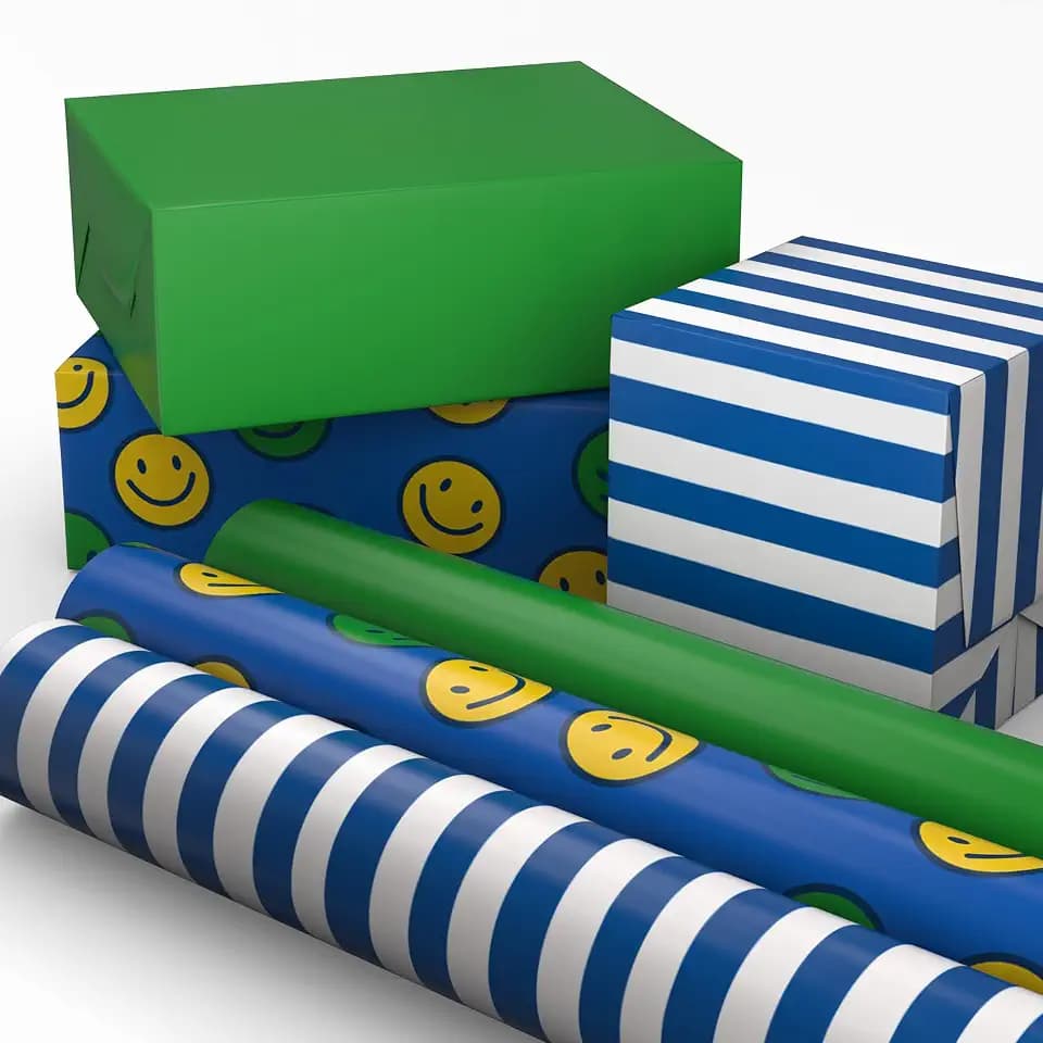 Image Arts Birthday Wrapping Paper Mini Rolls, 3-Pack (Stripes, Green)