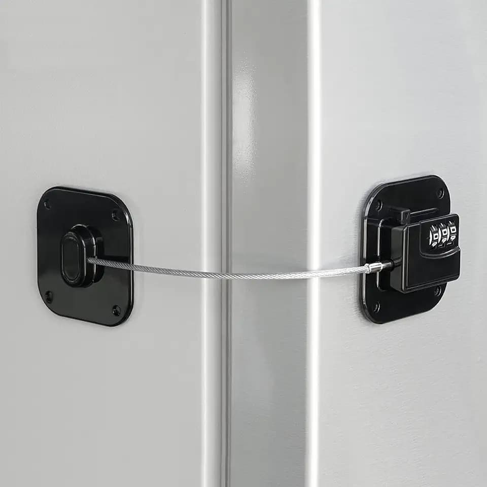 Refrigerator Lock, Heavy Duty Fridge Lock, Combination Lock for Refrigerator Cabinets, Drawers, Safety, Easy Install No Keys Needed (Black-1Pack)