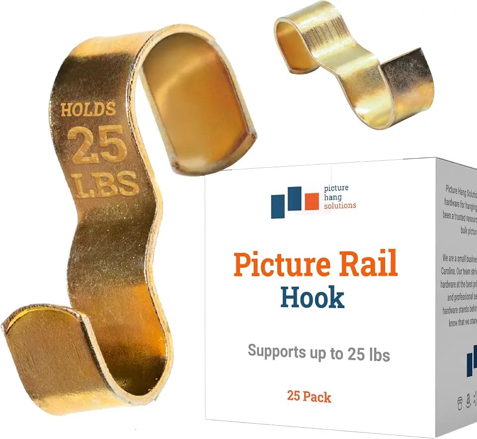 PHS Polychromatic Picture Rail Hooks, Holds 25 lb, 25 Pack