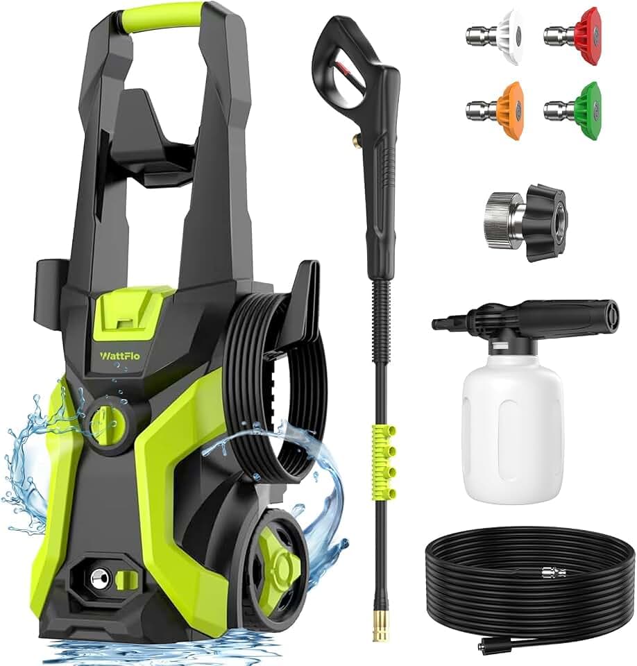2026 Upgraded Pressure Washer, Power Washer with 4 Quick-Connect Nozzles, 500ml Foam Cannon High Pressure Cleaner for Car Washing, Driveway, Patio, Deck, Light Green