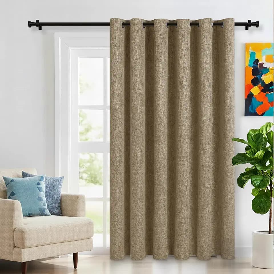 LORDTEX Linen Look Blackout Curtains for Bedroom Living Room Grommet Top