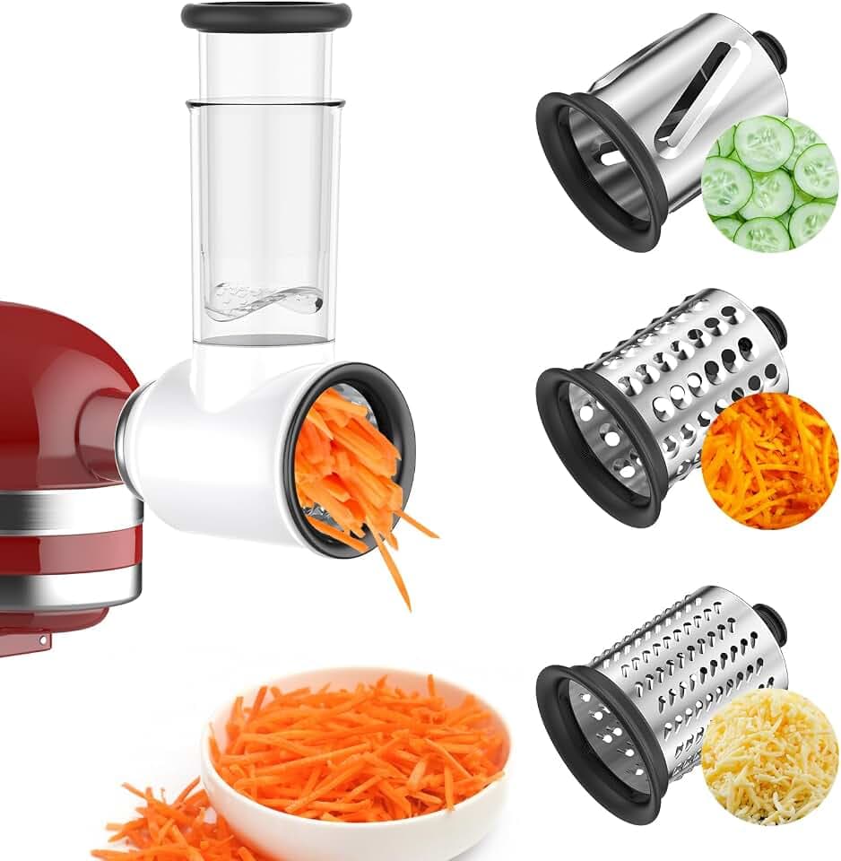 Gemüseschneider für KitchenAid Küchenmaschinen,3 -Stück set Slicer Shredder Aufsatz für Kitchen Aid Zubehör, Gemüseschneider Käsereibe Reibe für kitchenAid, Mit Reinigungsbürste