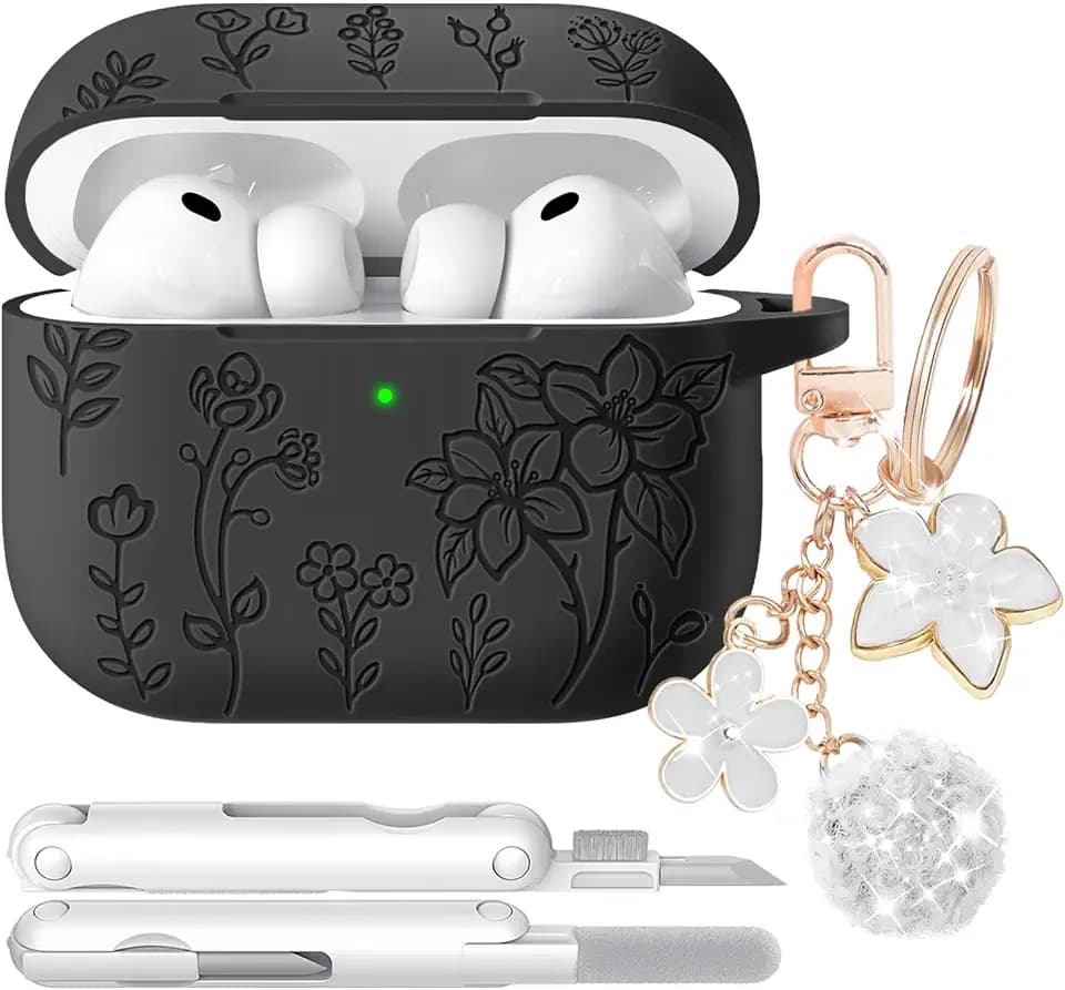 for AirPods Pro 3 Case, Soft Silicone Airpod Pro Case Cover with Keychain & Cleaning Kit Compatible with AirPods Pro 3rd Generation 2025 for Women Girly, Anti-Scratch