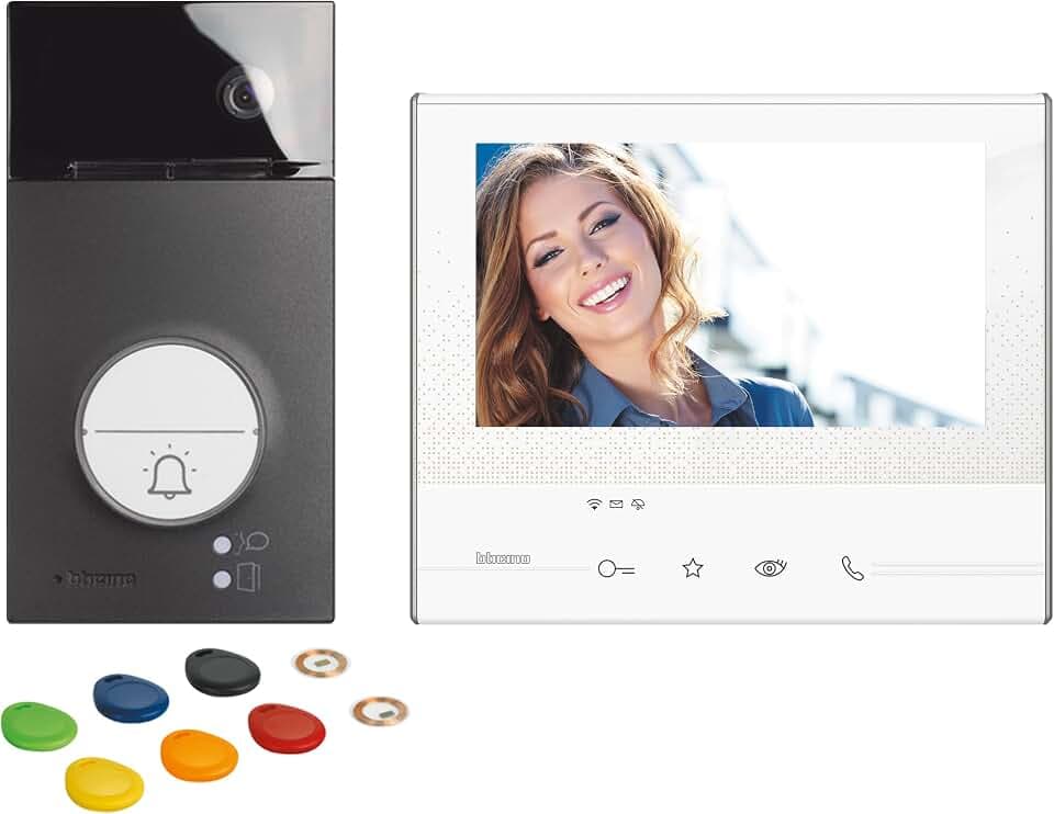 BTICINO, Flex ONE 2-Draht Videosprechanlagen WLAN Set, Classe 300 X13E mit 7" Touchscreen, 105° Weitwinkel Kamera, Video-Speicherung, Transponder Türöffner, schlüsselloser Zugang, IP54, IK10, 363910