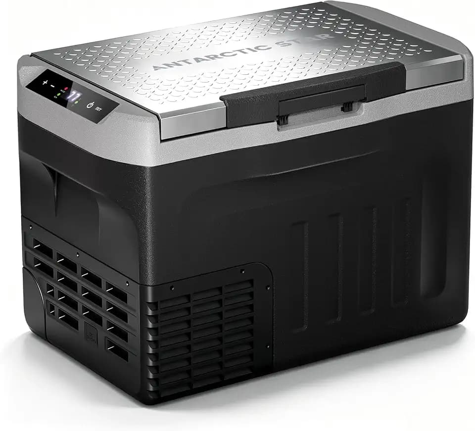 Stainless Lid 12V Car Refrigerator, 32QT Electric Cooler, Plug in Cooler