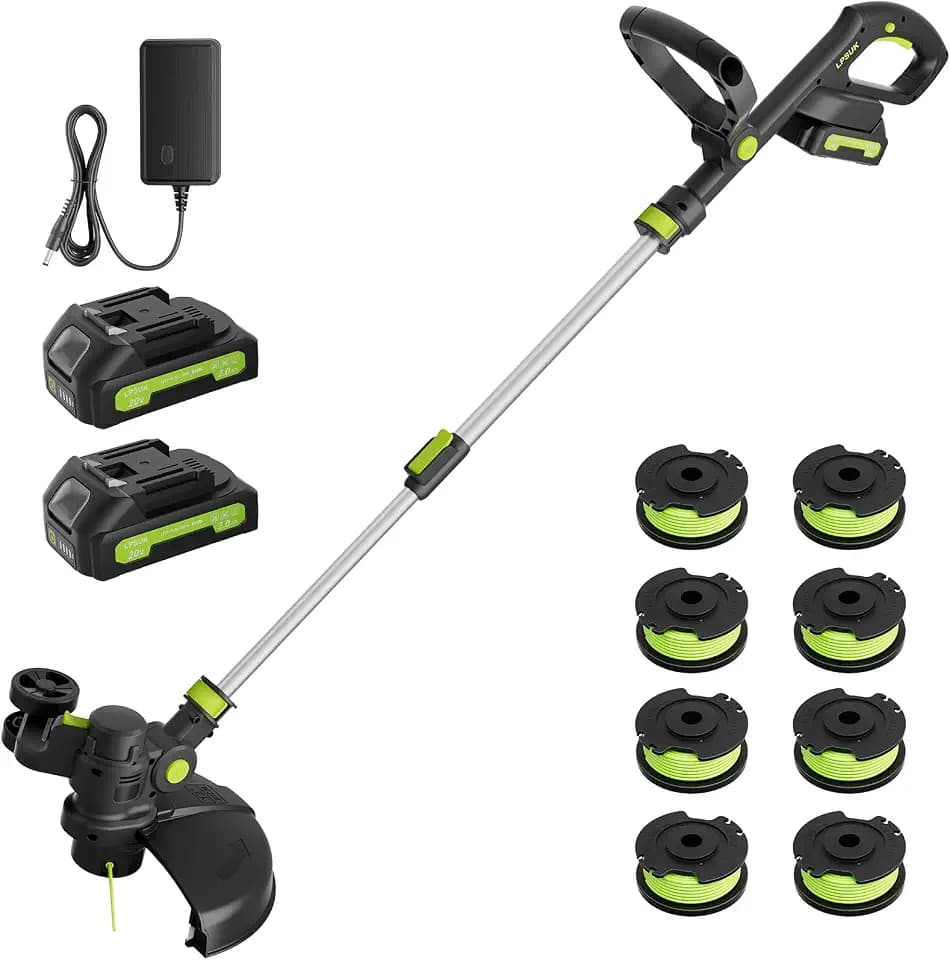 12-in Cordless String Trimmer/Edger, Two 2.0Ah Batteries, Auto Line Feed