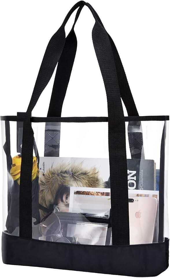 BORMELUN Klarer Tragetaschen Damen - Große Arbeits Transparente Schulter Handtasche Schwarz