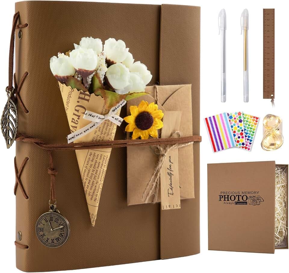 Scrapbook Photo Album 100 Pages, 60 Page Self Adhesive+40 Page Kraft Paper