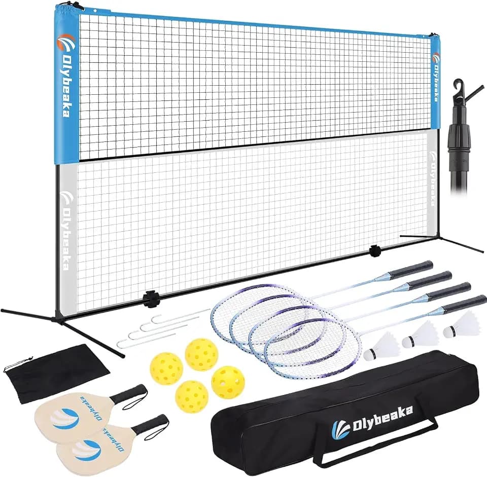 17FT Portable Outdoor Pickleball Badminton Net Set for Backyards Driveway