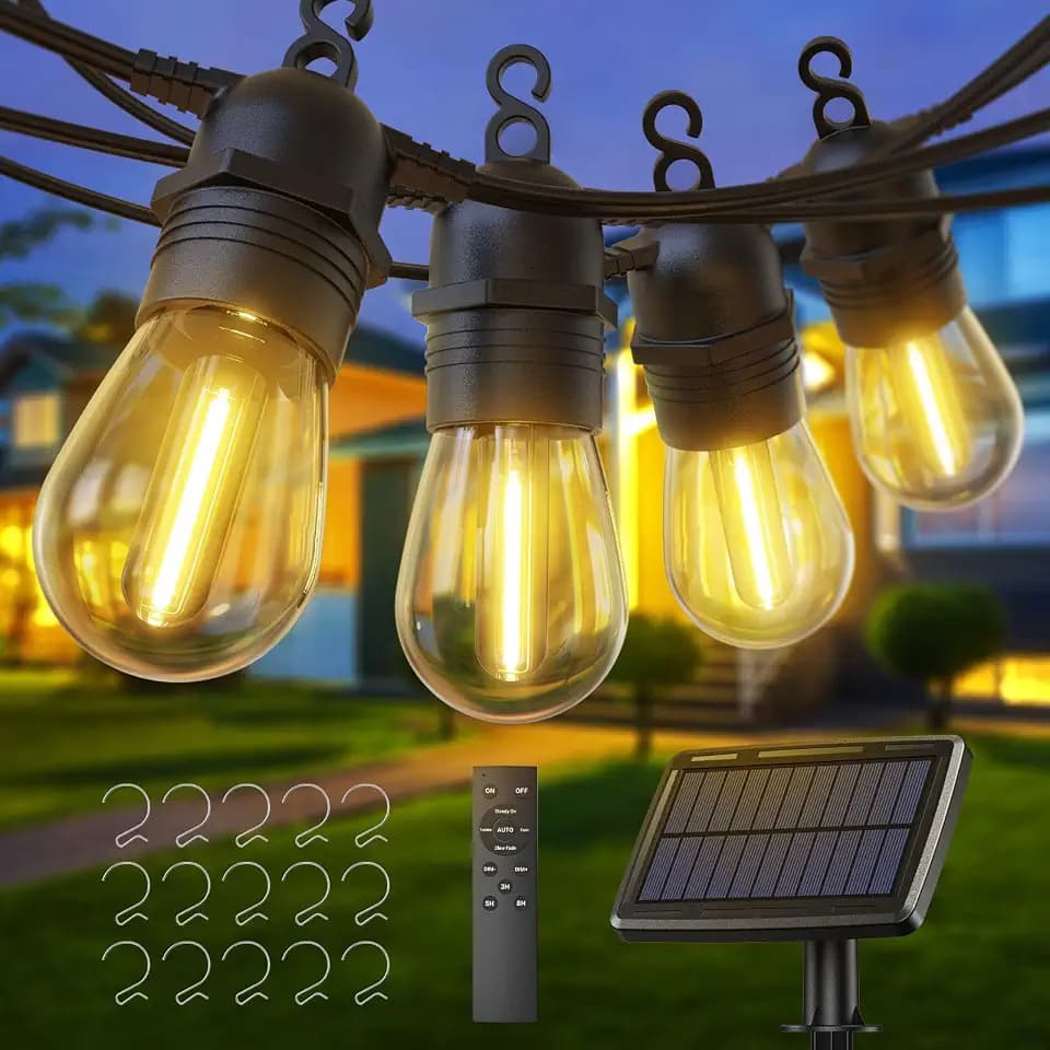 Quntis 16m Solar Lichterkette Außen 15 IP65 bruchsichere Glühbirnen