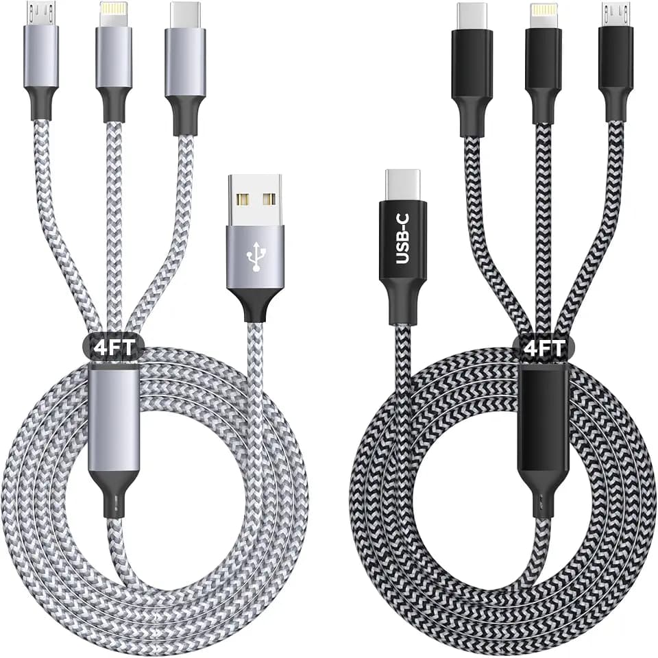 USB A + USB C Multi Charging Cable，3 in 1 Multiple Phone Charger Cord