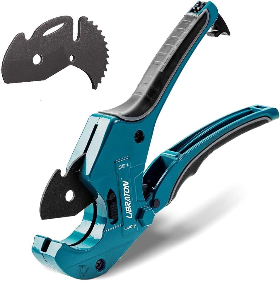 LIBRATON 1-5/8" Ratchet PVC Pipe Cutter, PVC Cutter, Plastic Pipe Cutter