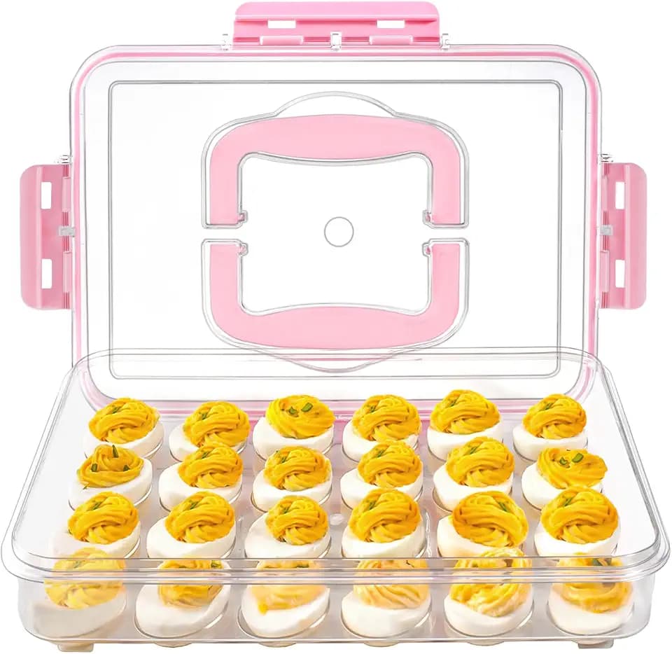 MesRosa 1 Pack Deviled Egg Containers with Lid and Durable Handle