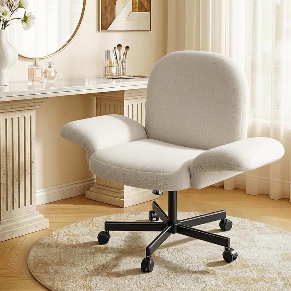 Marsail Bürostuhl, Schneidersitz Stuhl, 6-Fach klappbare Armlehnen, Beige