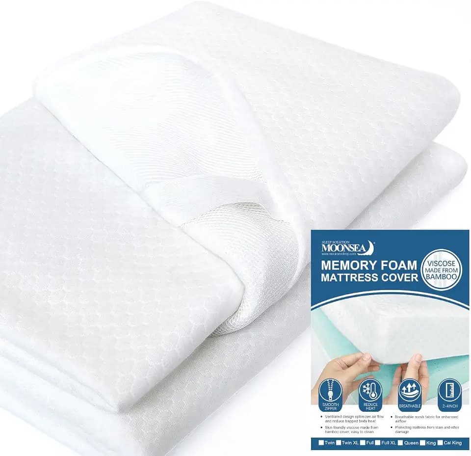 Twin XL Mattress Topper Cover 3-4 Inch, Removable Zippered Cover