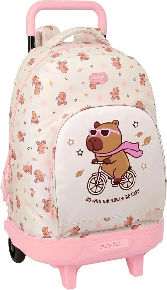 SAFTA CAPIBARA Großer Rucksack mit Rädern, kompakt, abnehmbar, ideal für Kinder verschiedener Altersgruppen, bequem und vielseitig, Qualität und Widerstandsfähigkeit, 33 x 22 x 45 cm