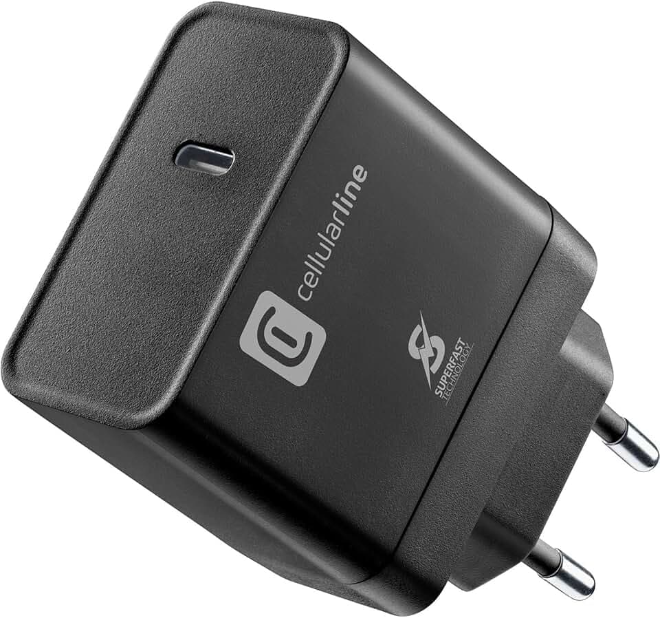 Cellularline | Netzwerk-Ladegerät | Superschnelles Ladegerät PD 45W mit USB-C-Anschluss