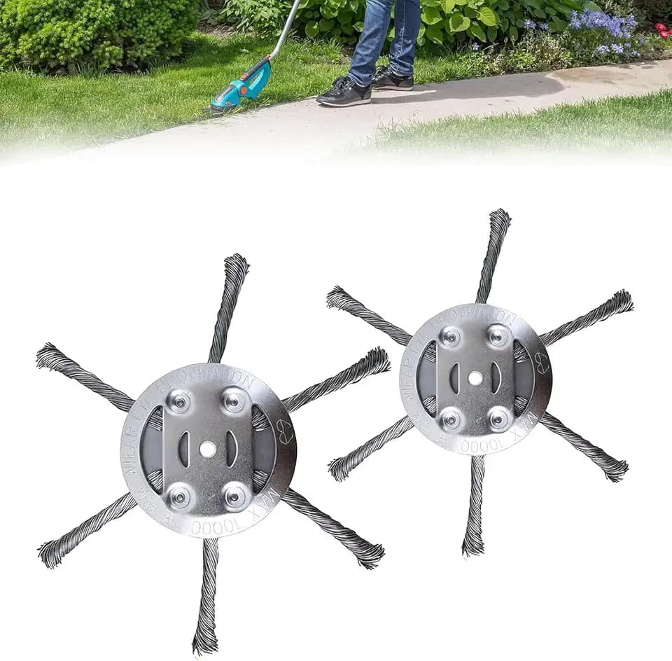 2PCS Steel Wire Trimmer Head – 6 Inch Weed Eater Replacement, Universal Brush Cutter Head, No Bump Feed & String Break – for Concrete Edge, Moss & Thick Weeds – No Installation Accessories Included