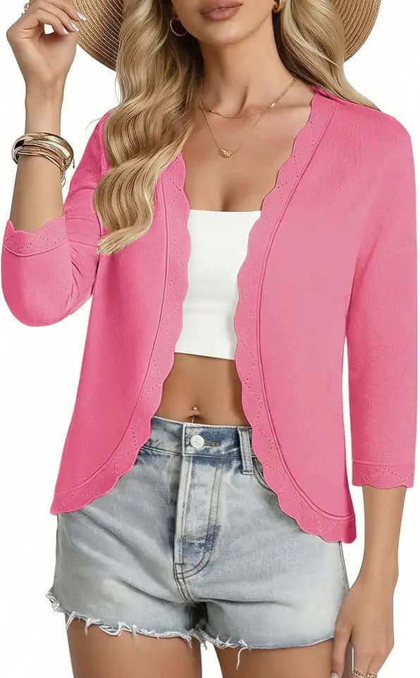 GRACE KARIN Women Lightweight Summer Cardigans 3/4 Sleeve Cropped Cardigan Sweaters Open Front Bolero Shrug