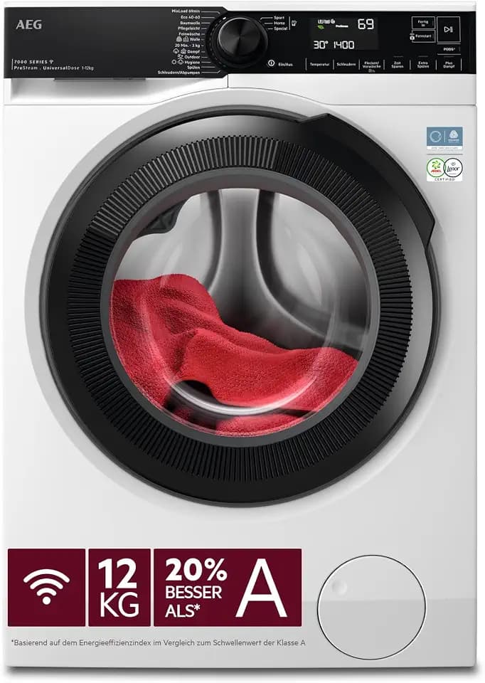 AEG Serie 7000 WiFi Waschmaschine 12 kg, ProSteam Dampfprogramm LR7AMZ412FL