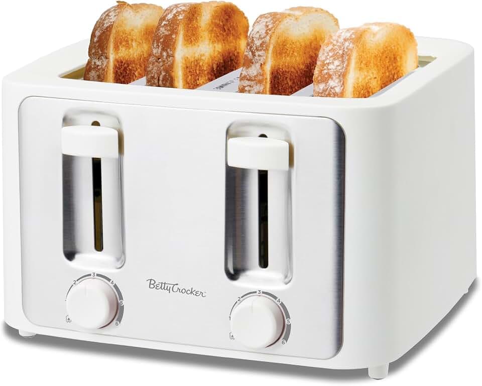 Betty Crocker 4-Slice Toaster, 1500 Watts, BC-5635W, White