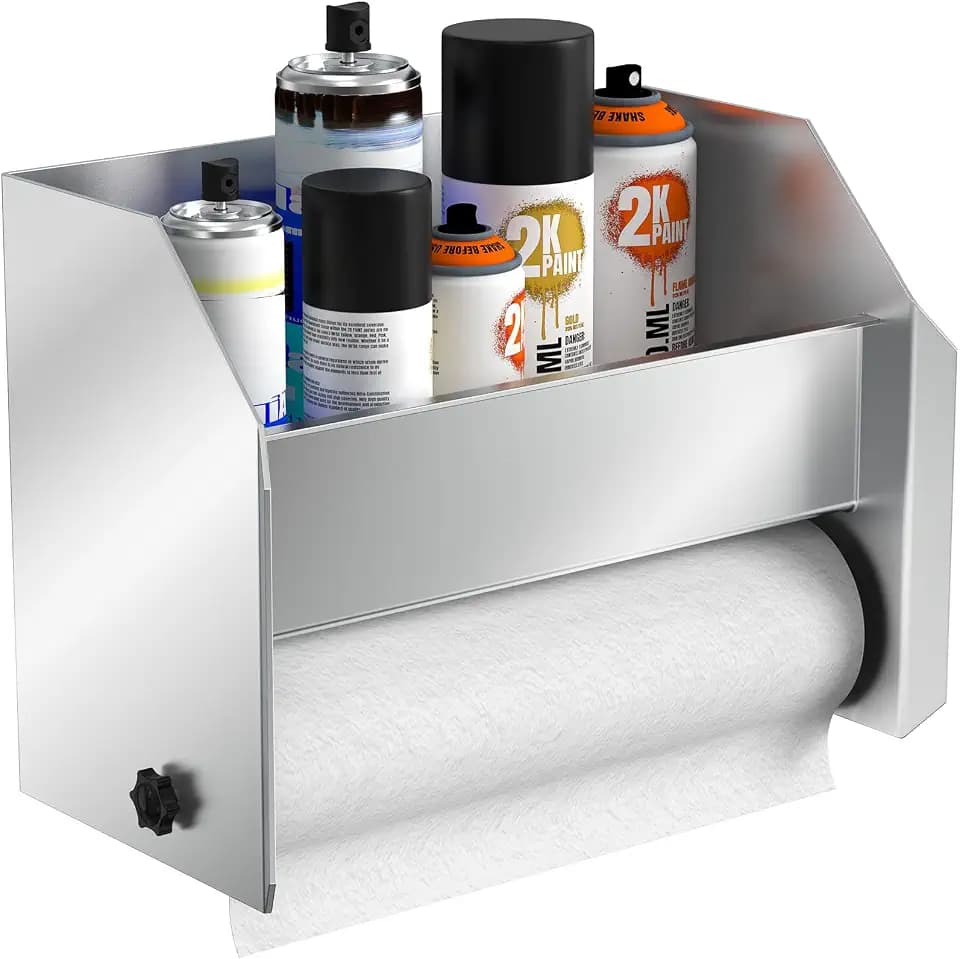 Silver Aluminum Wall Mount Aerosol Can Organizer Bracket