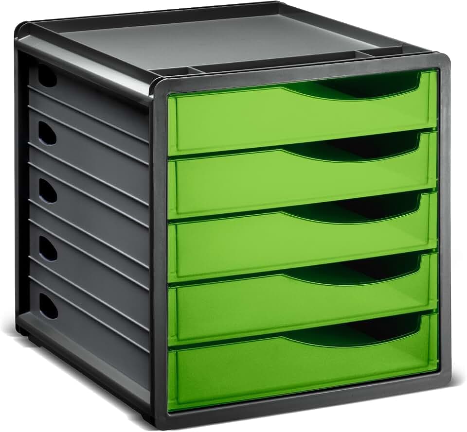 Rotho Spacebox Schubladen Organizer Schubladenbox A4 Format Anthrazit/Grün