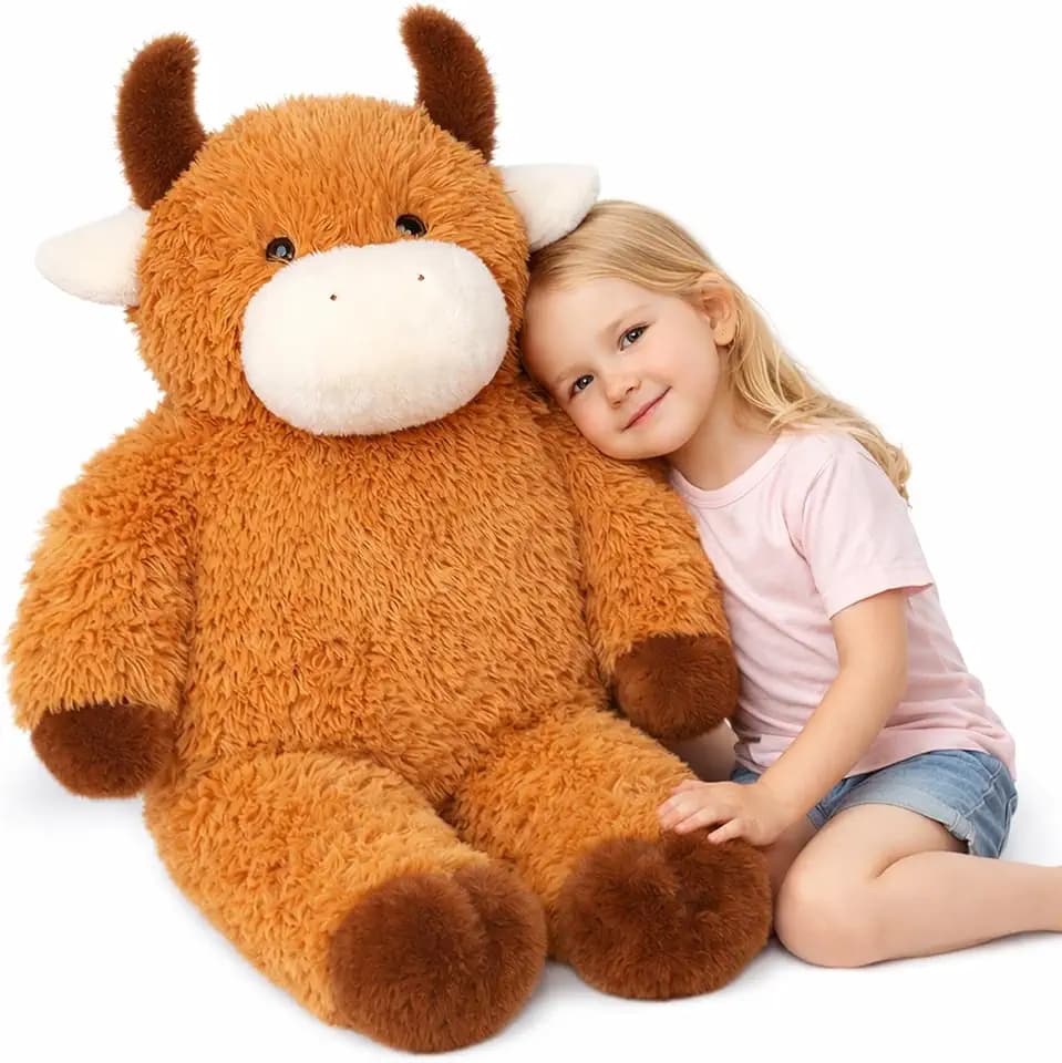 32" Giant Highland Cow Stuffed Animal Plush Toy Gift for Kids