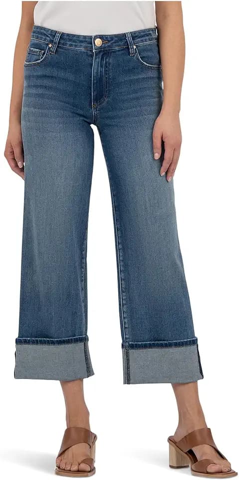 KUT from The Kloth Womens Charlotte High Rise Wide Leg Roll Up