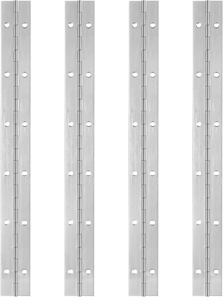 4 Stück Klavierband Edelstahl 30 cm, Stangenscharnier, Klavierscharnier Edelstahlscharnie mit 12 Löchern, Scharnier Klappbar für Bootsschränke Klaviere Schranktüren, mit Schrauben/Schraubendreher