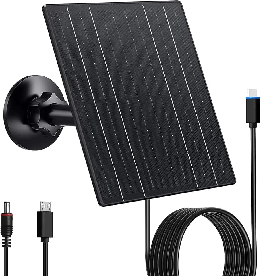 Zivif 10W Solar Panel for Security Cameras with USB-C/USB/DC 5.5x2.1mm Prot