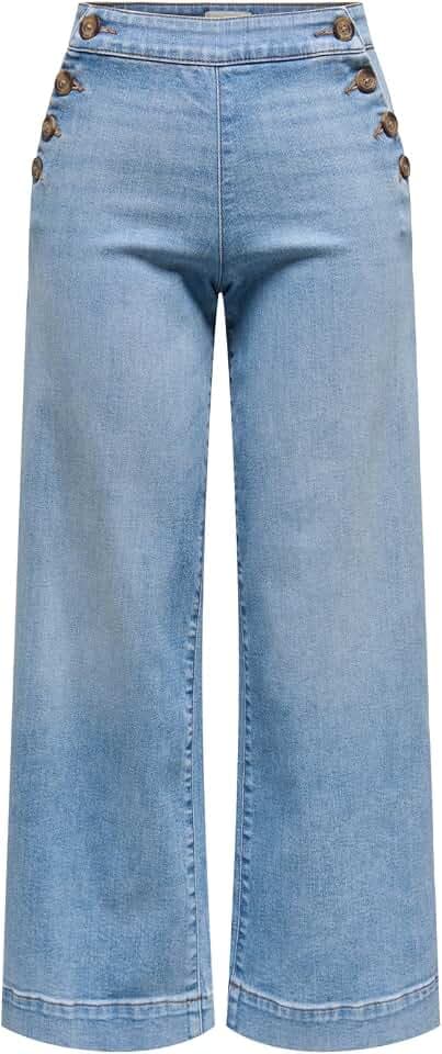 ONLY Female Jeans mit weitem Bein ONLMADISON Hohe Taille Weiter Beinschnitt Jeans