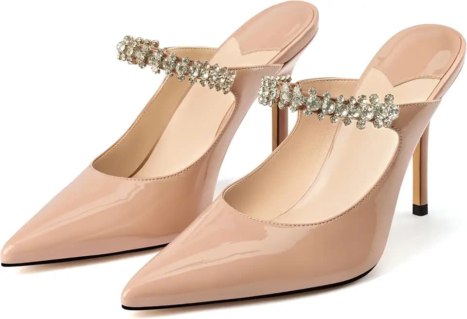 MIRAAZZURRA Heel Mules for Women Pointed Toe Stiletto