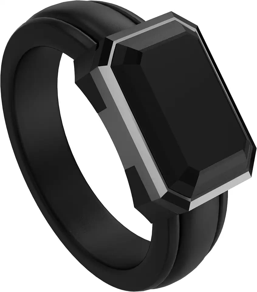 ThunderFit Trinity Stone Silicone Rings for Her, Faux Gemstone Wedding Band