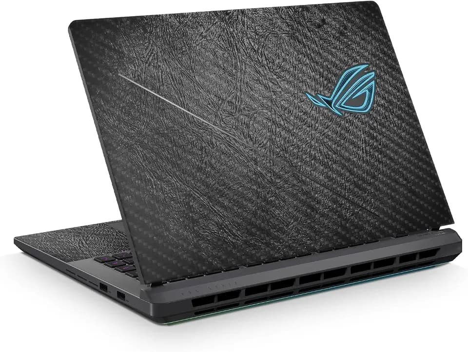 Carbon Fiber Laptop Skin Compatible with Asus ROG Strix G16 (2025) - Black Leather - Premium 3M Vinyl Protective Wrap Decal Cover - Easy to Apply | Crafted in the USA by MightySkins