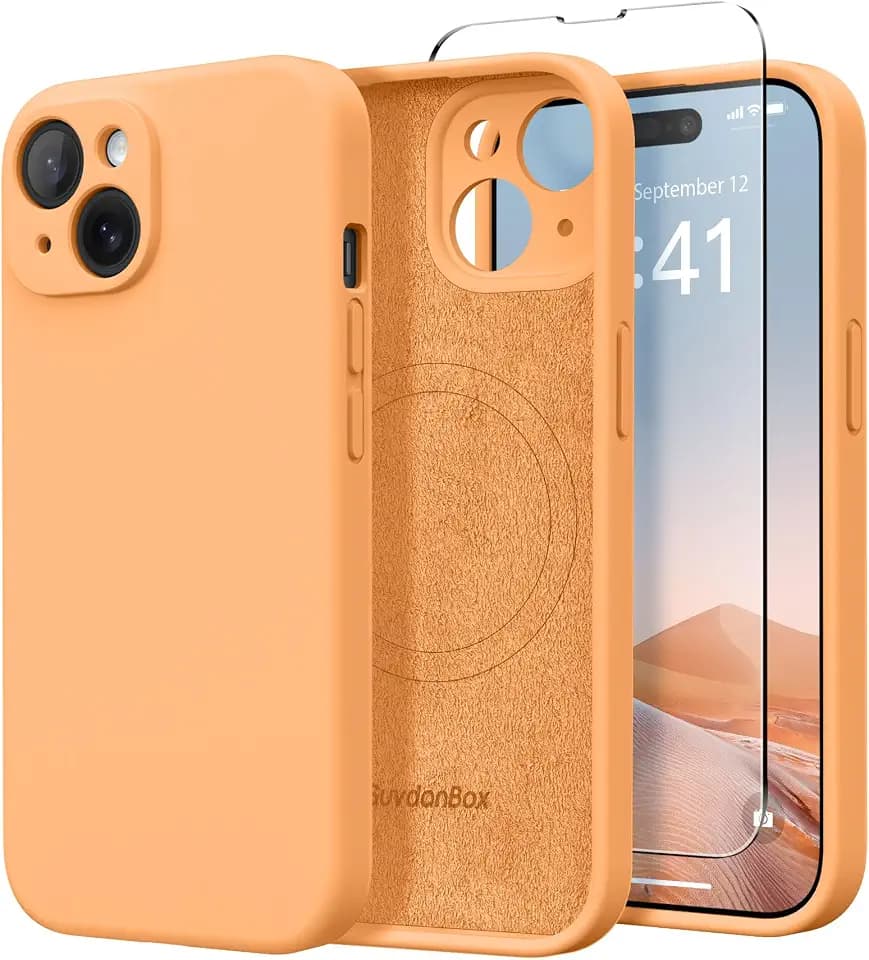 Magnetic for iPhone 15 Case Silicone Cantaloupe