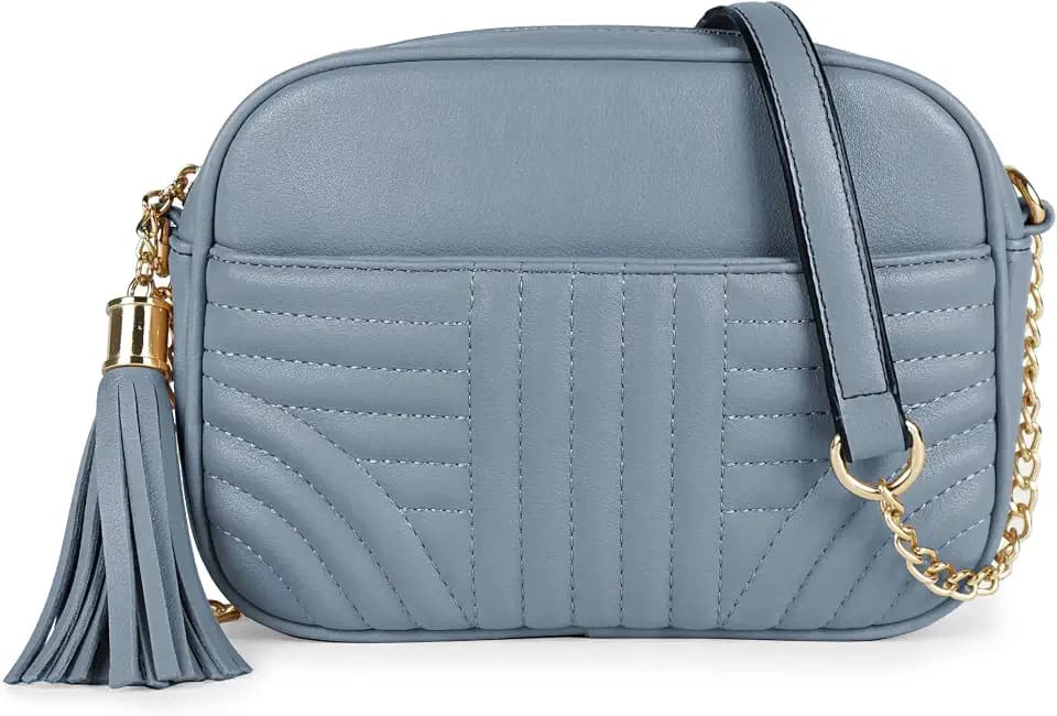 EVVE Quilted Crossbody Bags for Women - Stylish Camera Bag with Tassel - Lightweight Medium Size Shoulder Purse