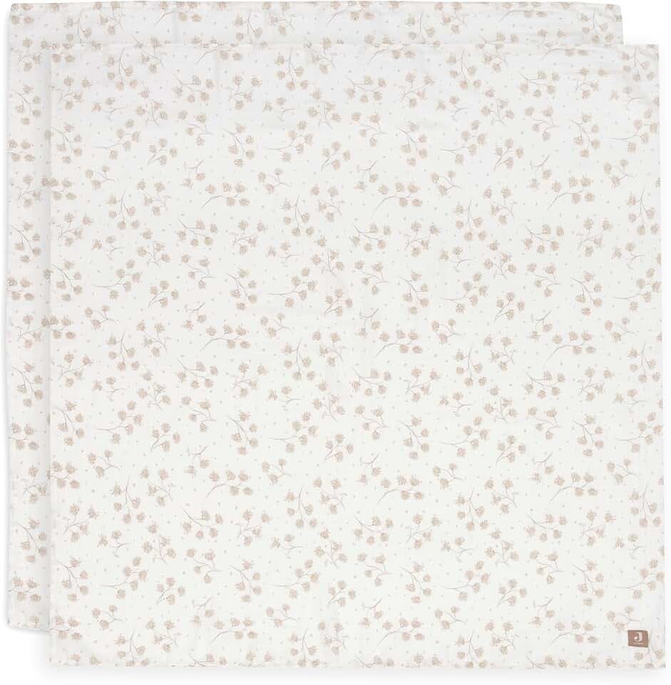 Jollein Mulltücher Baby – Leafy Dreams – 2er Pack – 115x115cm – 100% Baumwolle – Spucktücher Baby – Babydecke Musselin – OEKO-TEX Zertifiziert