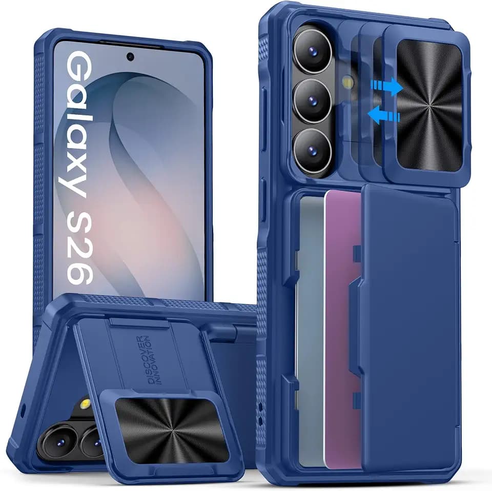 SSLOTSCASE for Samsung Galaxy S26 Case with Card Holder (3-5 Cards), Blue
