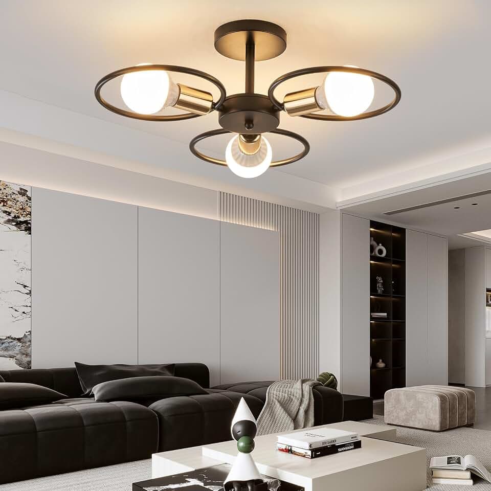 YOODI Deckenleuchte Vintage, Deckenleuchte 3 Flammig, Industrielle Deckenlampe, Metall Modern Kronleuchter mit E27 Basis, Schlafzimmerlampe für Esszimmer, Wohnzimmer, Küche (ohne Leuchtmittel)