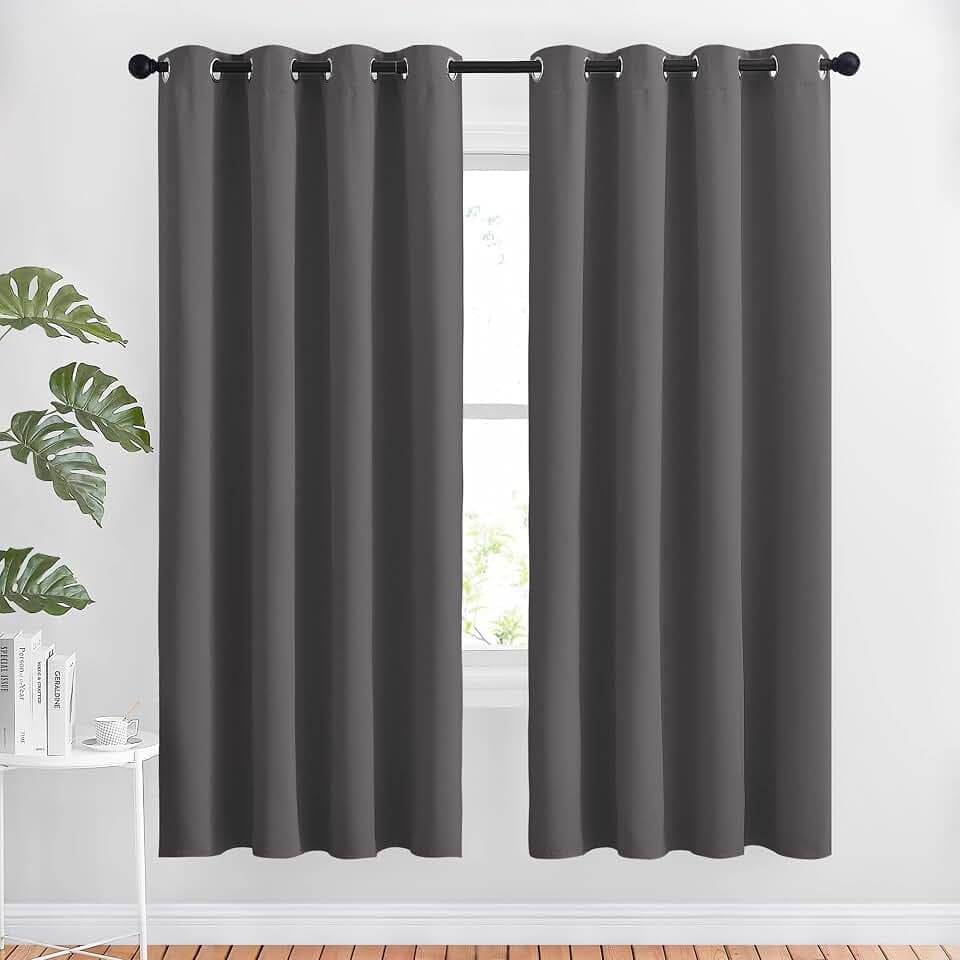 NICETOWN Grey Blackout Thermal Curtains 72 Inch Length, W52xL72, 2 Panels