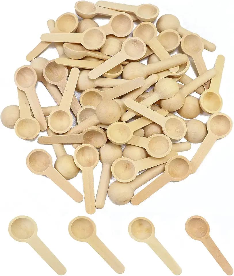 CATELL 50 Stück Holzlöffel Klein Gewürzlöffel Mini 6.8cm Mini Holzlöffel