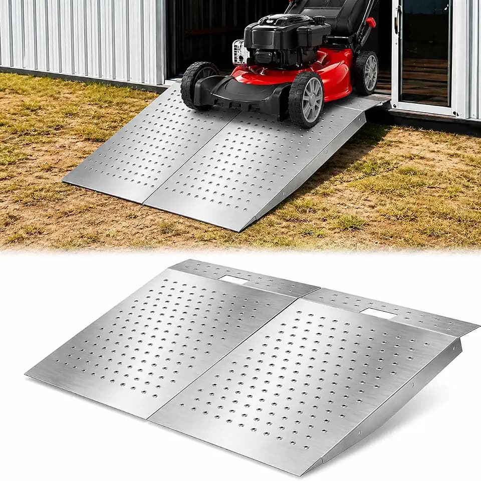 29" x 48" Shed Ramps, Heavy Duty Shed Ramp 48 inch Wide, 1500 LB Capacity Shed Ramps, Anti Slip Punch Plate Outdoor, 12.7° Slope Shed Ramp for Sheds, Garages, Barns, ATV, Lawnmower (2PC)