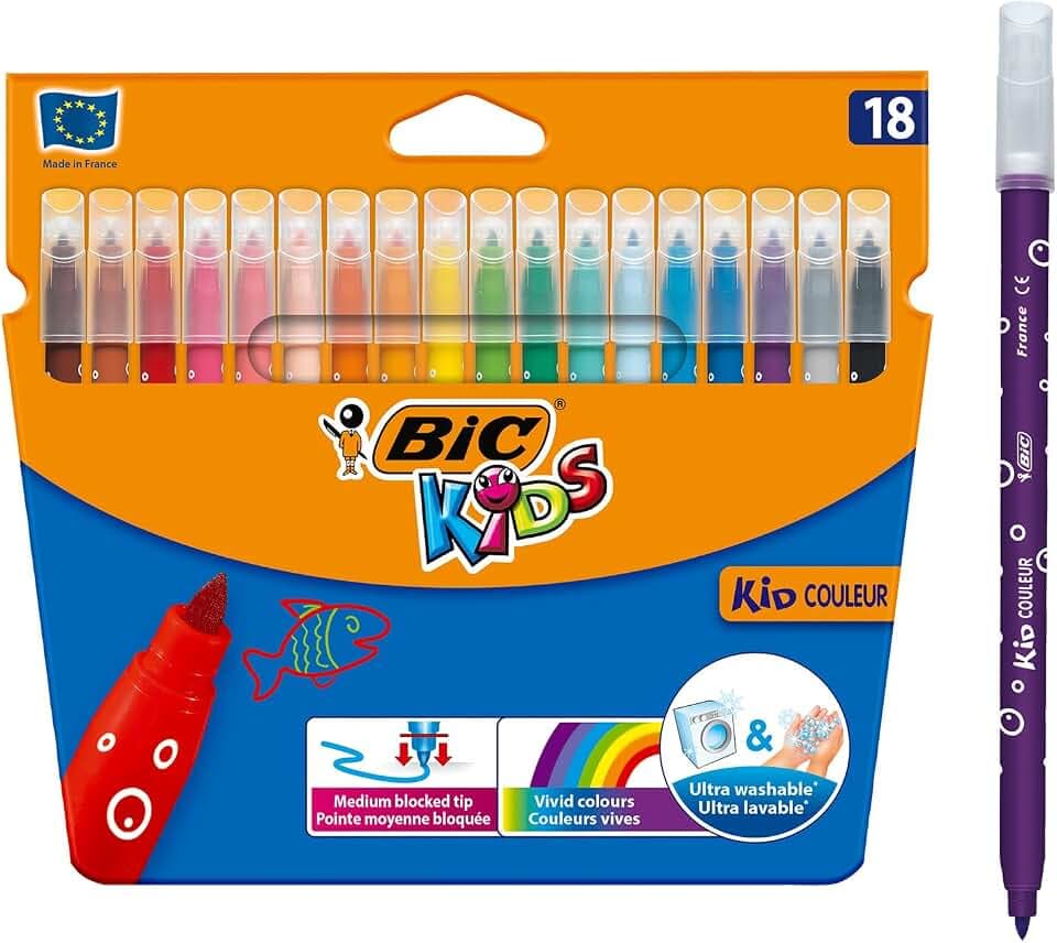 Bic KIDS Fasermaler Kid Couleur medium, 18er Kartonetui
