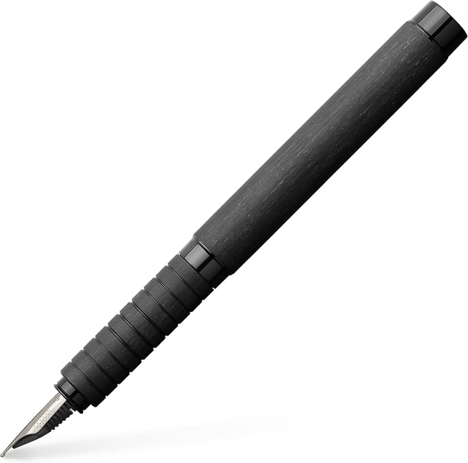 FABER-CASTELL - Füller Essentio Aluminium Schwarz, Feder F | Füllfederhalter mit Patronen-Konvertersystem, Edelstahlfeder und Aluminiumschaft